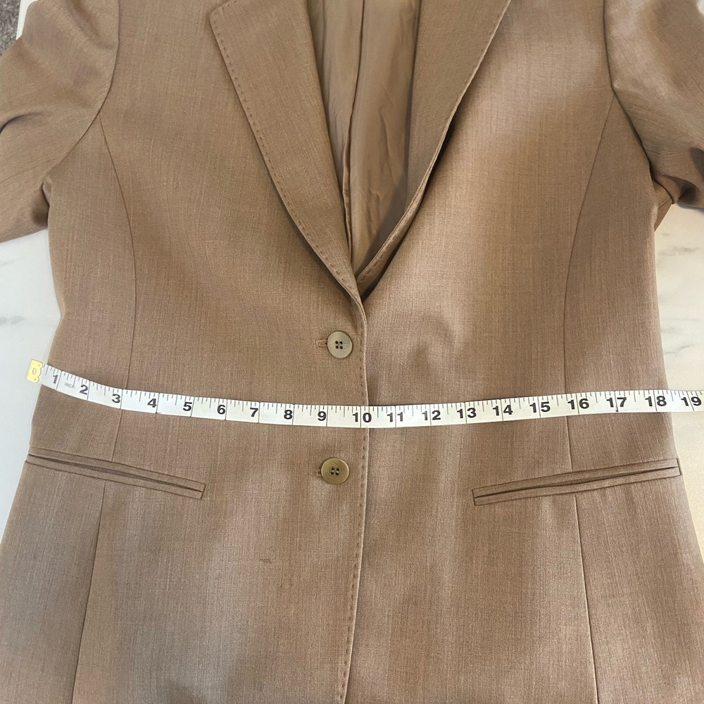 Lafayette 148 New York Tan Wool Blend Tailored Blazer Jacket Size 10 Career - Picture 8 of 12